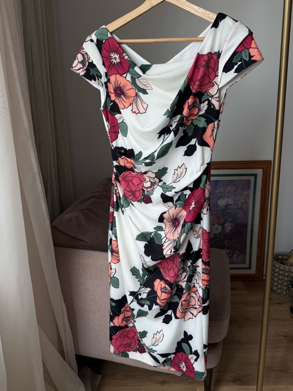 Adrianna Papell Floral Mini Dress, White Red,NWT, Wedding Guest,Bridal Shower,XS